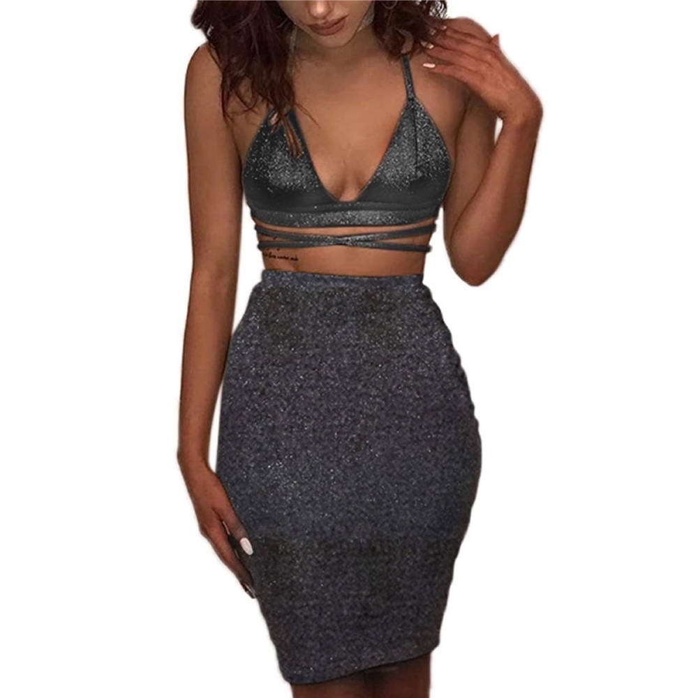 Sparkly Two Piece Midi Set